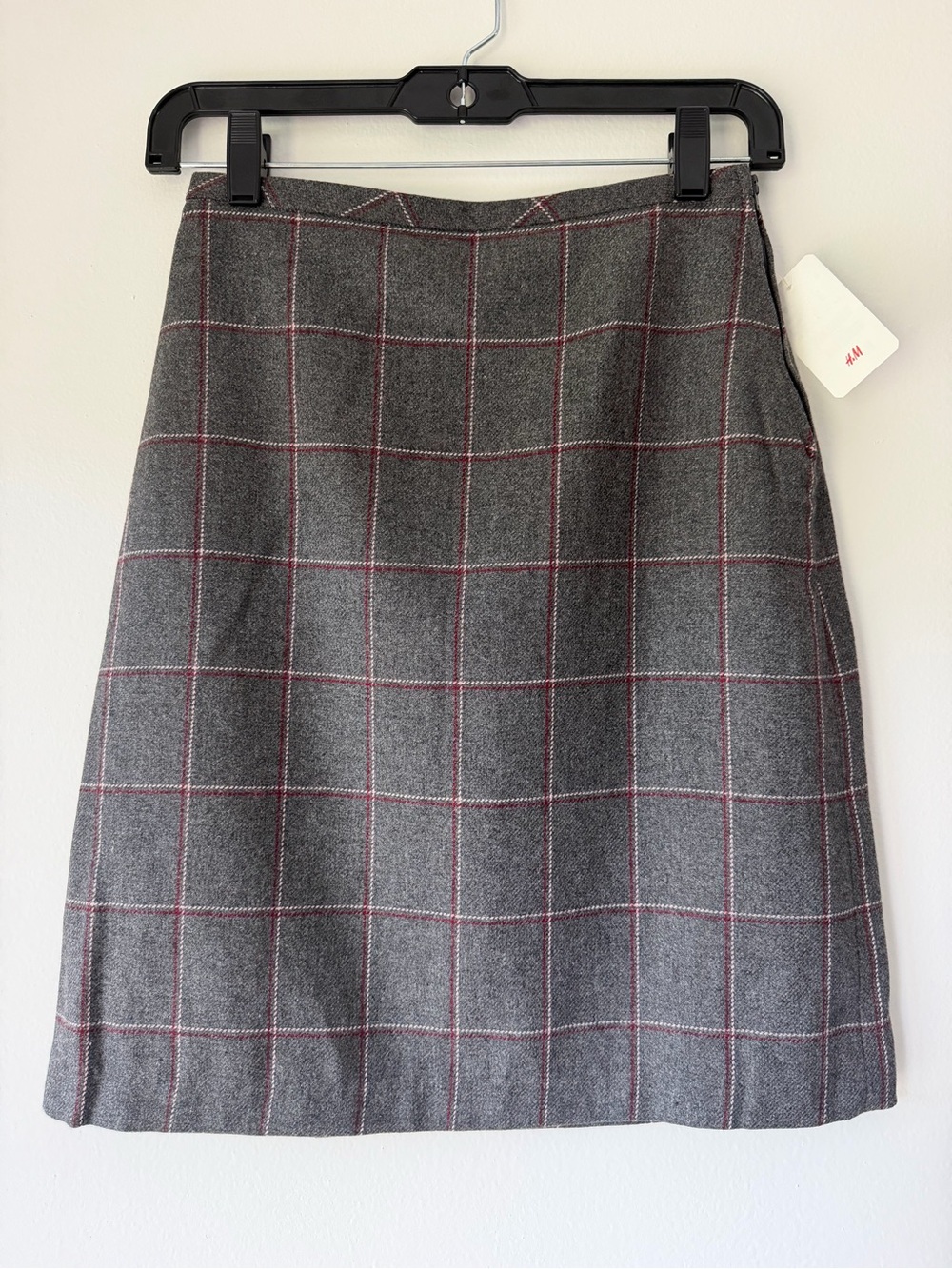 H&M Grey A-Line w/Windowpane Check Skirt